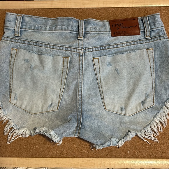 One Teaspoon Rollers Low Waist Long Rise Extreme Curve Raw Hem Jean Shorts 26 - Picture 8 of 14
